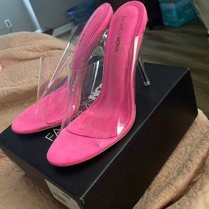 Clear pink heels